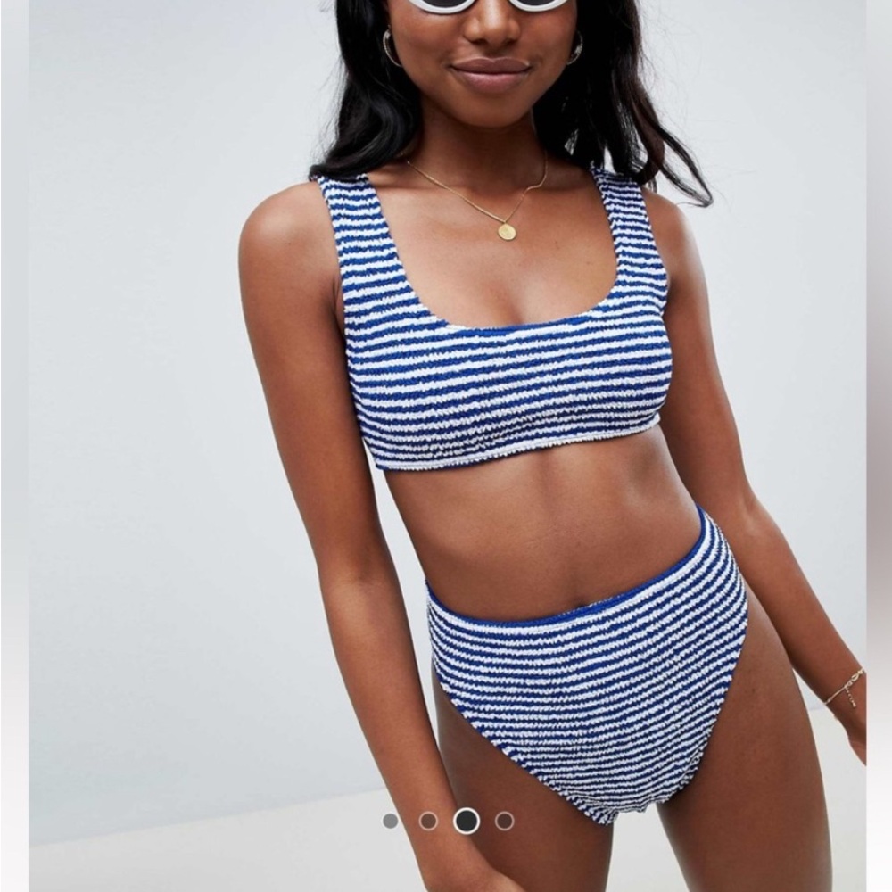 ASOS Blue and White Striped Bikini Bottom